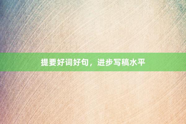 提要好词好句，进步写稿水平