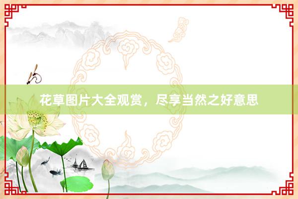 花草图片大全观赏，尽享当然之好意思